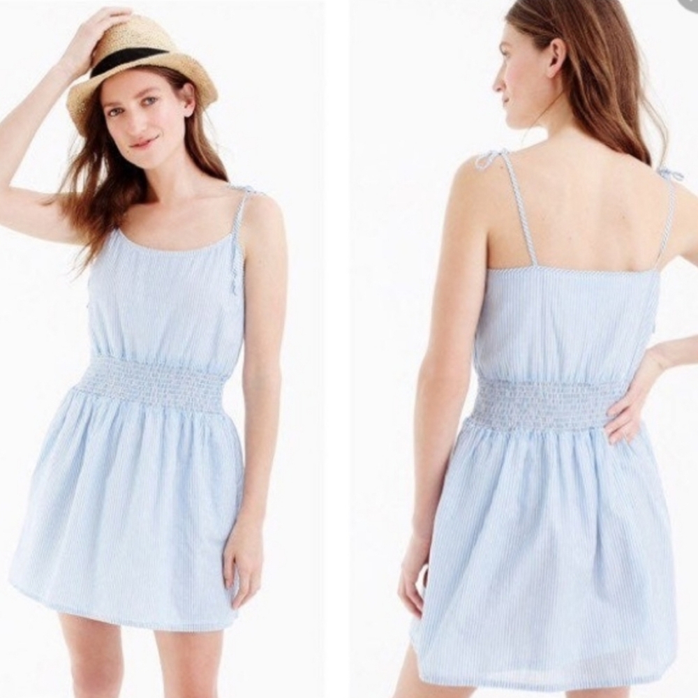 J Crew Striped Smocked waist dress S